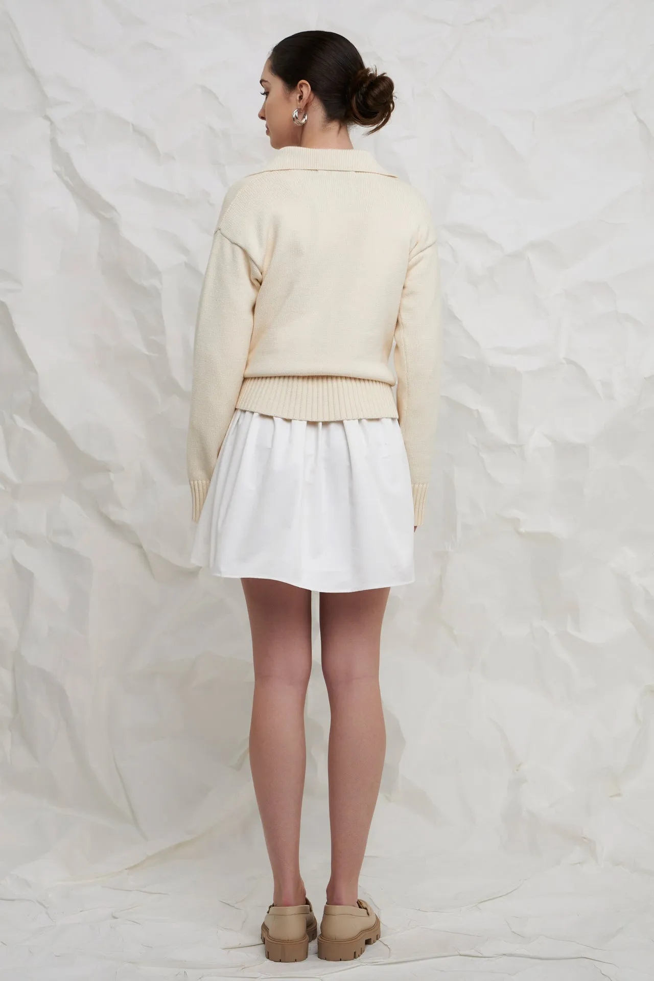 Ivory Collared Knit Sweater