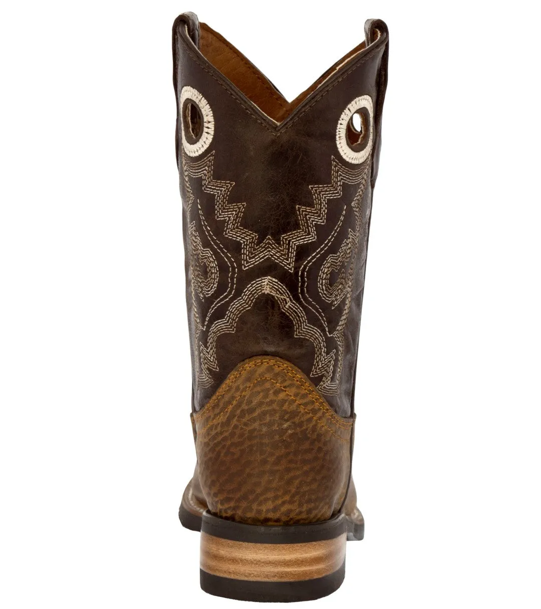 Kids Toddler Western Cowboy Boots Pull On Square Toe Rustic Brown - #191