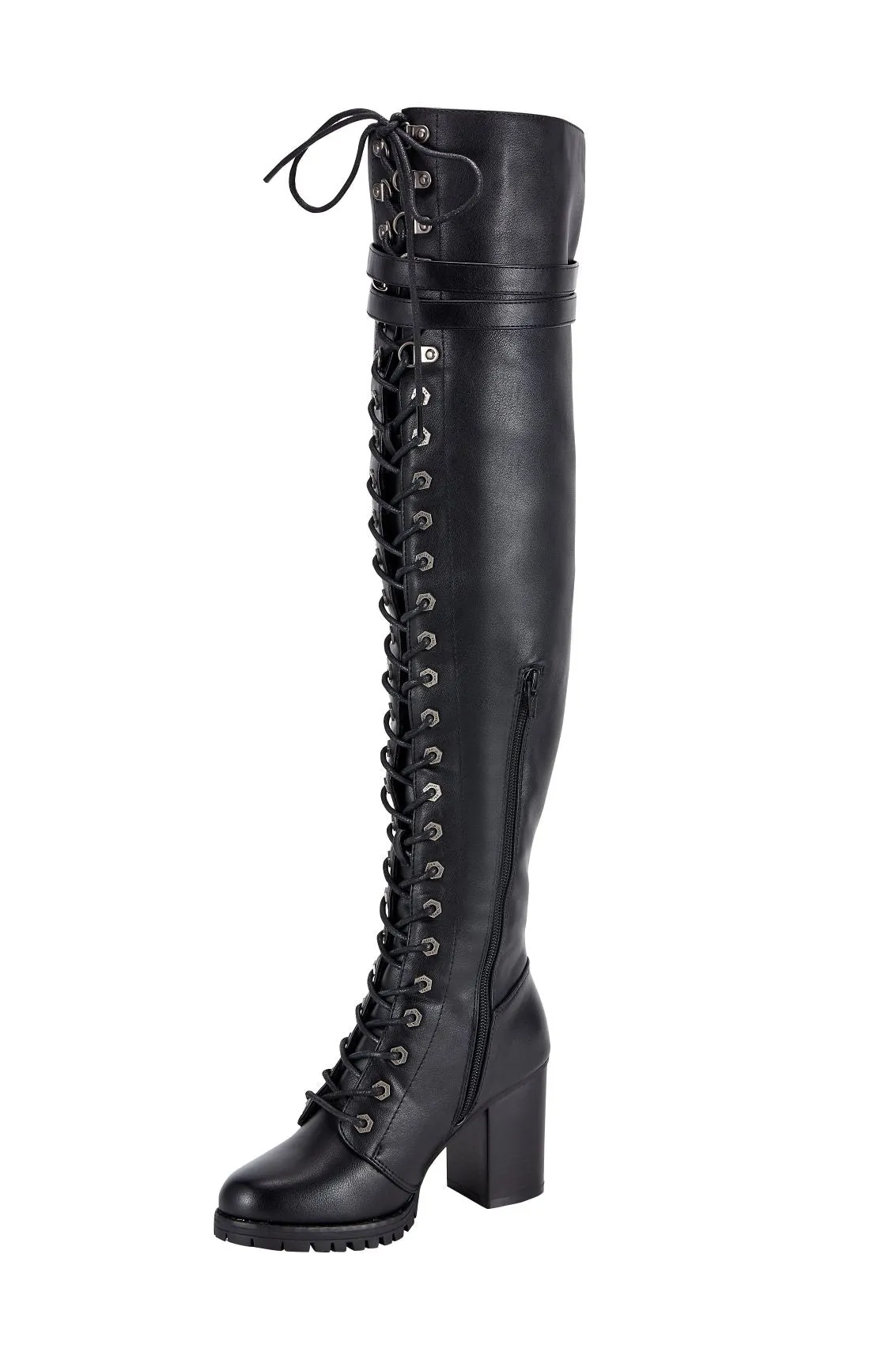 Ladies Knee High Laced Boots By Dream Apparel