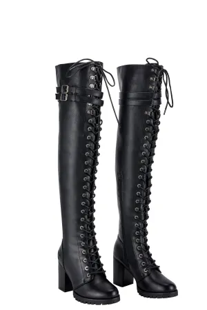 Ladies Knee High Laced Boots By Dream Apparel