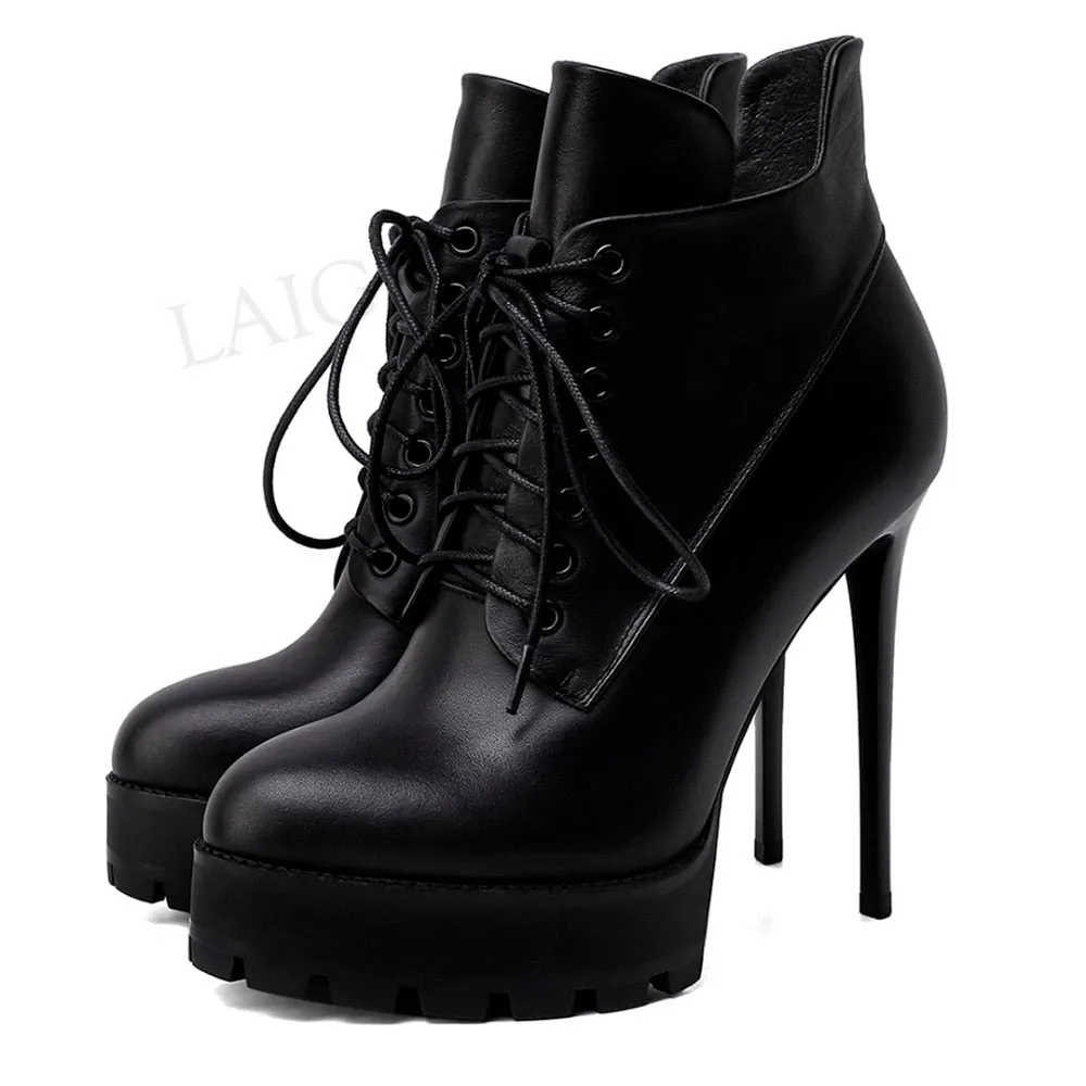 Leather Stiletto Heels Boots