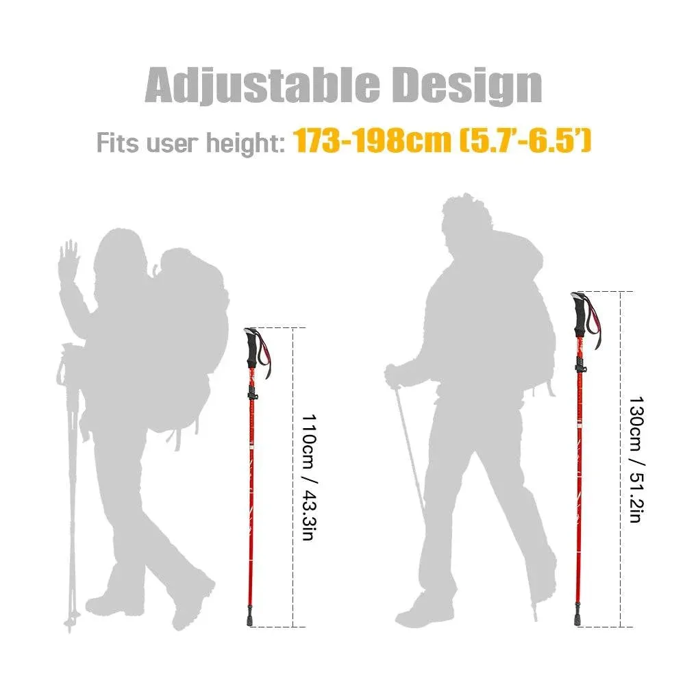 Lightweight Collapsible Trekking Pole Five-fold Walking Stick for Hiking Camping Backpacking