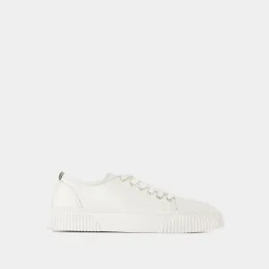 Low-Top Logo Sneakers in White Leather