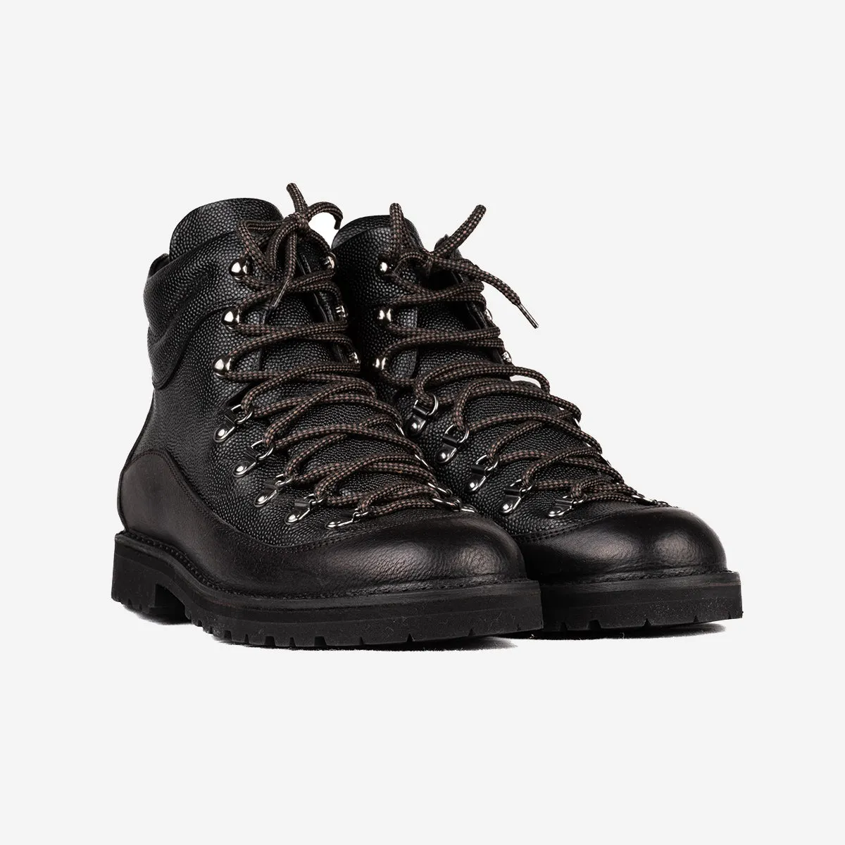 MA172 Magnifico Leather Hiking Boots - Pebbled Black/Black