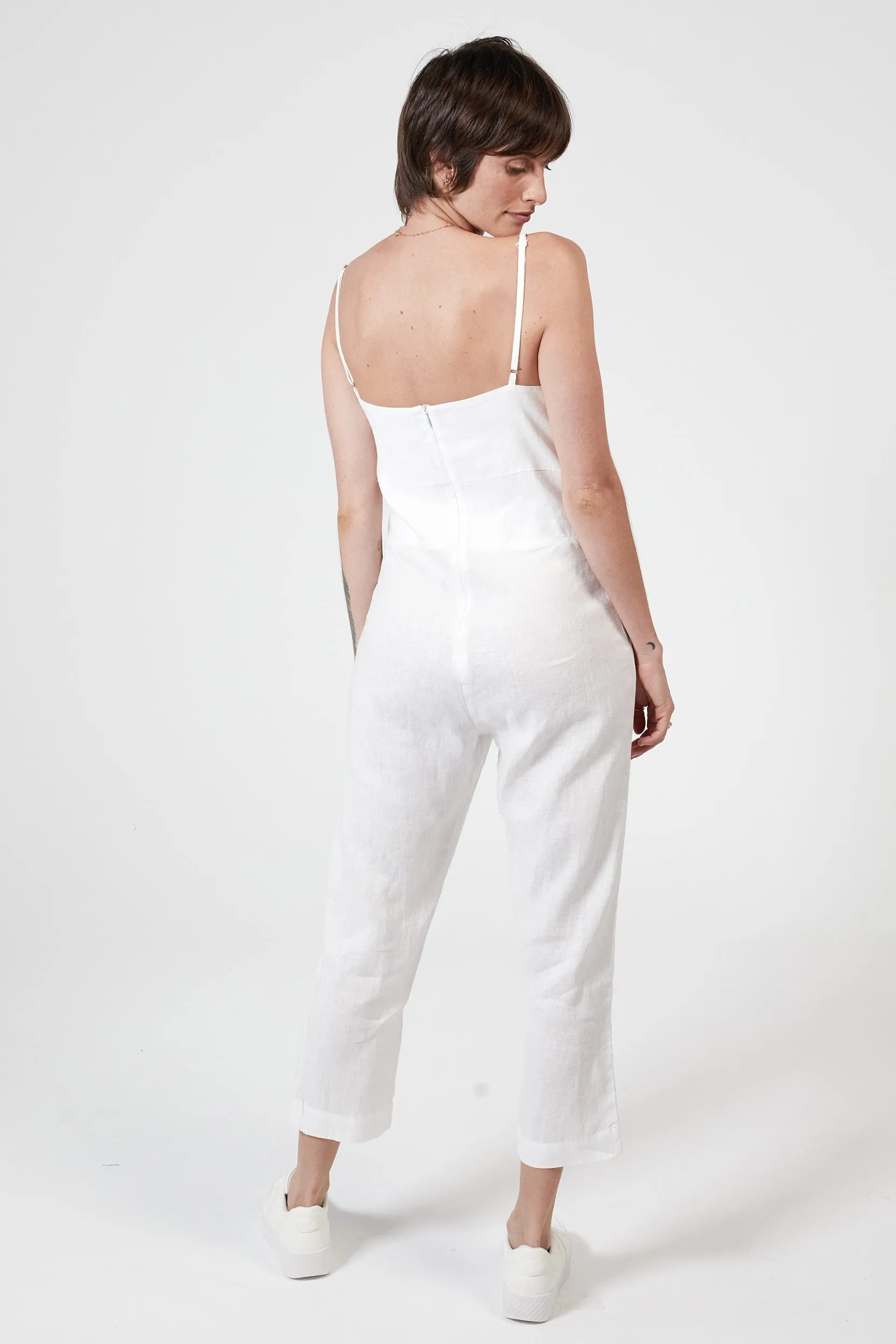 MARLEY LINEN JUMPSUIT - WHITE