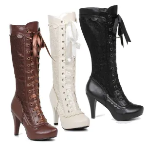 Mary-414 Victorian Lacey Faux Leather Boots