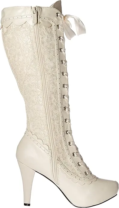 Mary-414 Victorian Lacey Faux Leather Boots