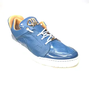 Mauri '8412' Caribbean Blue Alligator/Suede/Patent Leather Low Top Sneakers