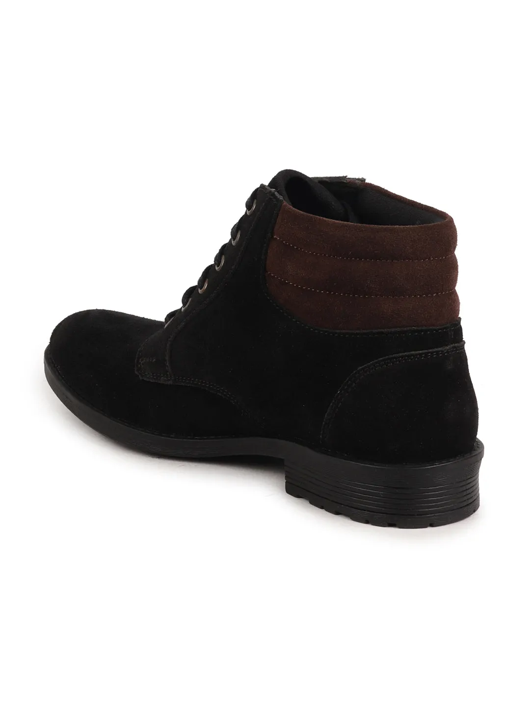 Men Black Suede Leather Chukka High Ankle Boot For Biking|Hiking|Trekking