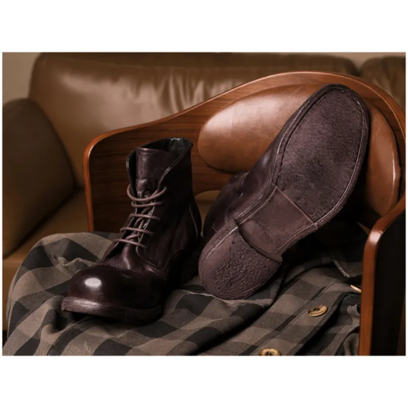 Men's Distressed Leather Service Boots