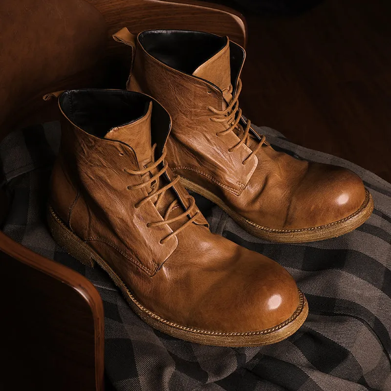 Men's Distressed Leather Service Boots