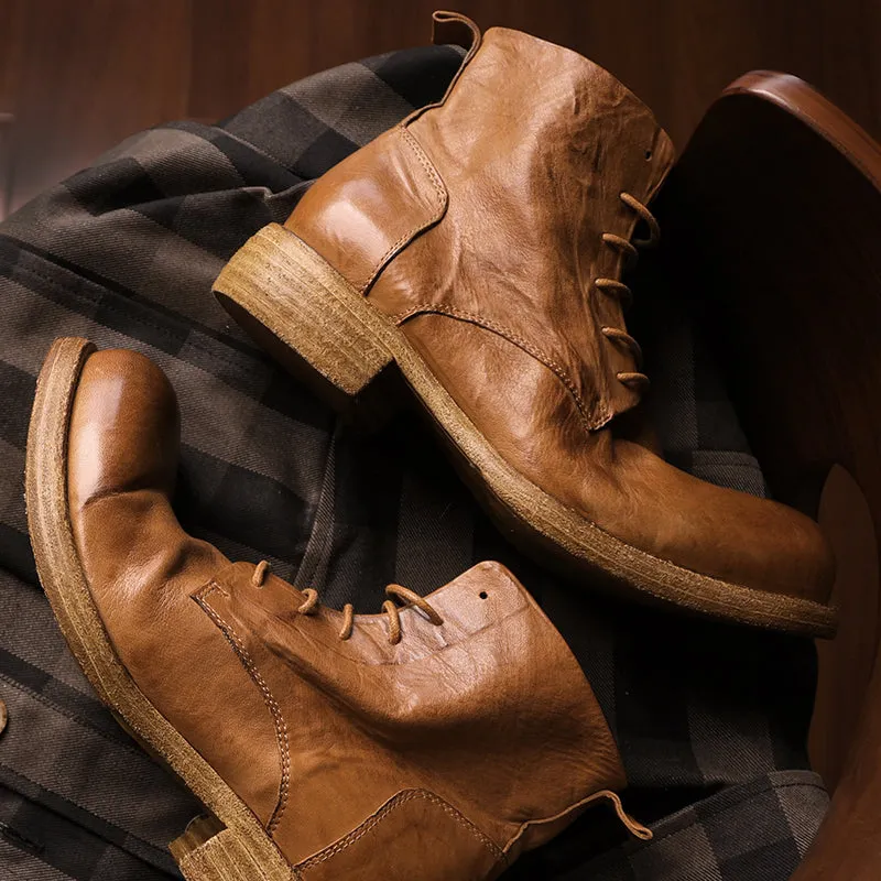 Men's Distressed Leather Service Boots