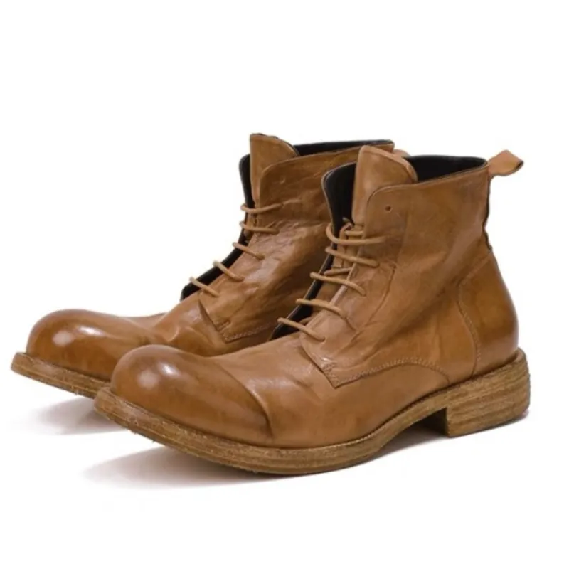 Men's Distressed Leather Service Boots