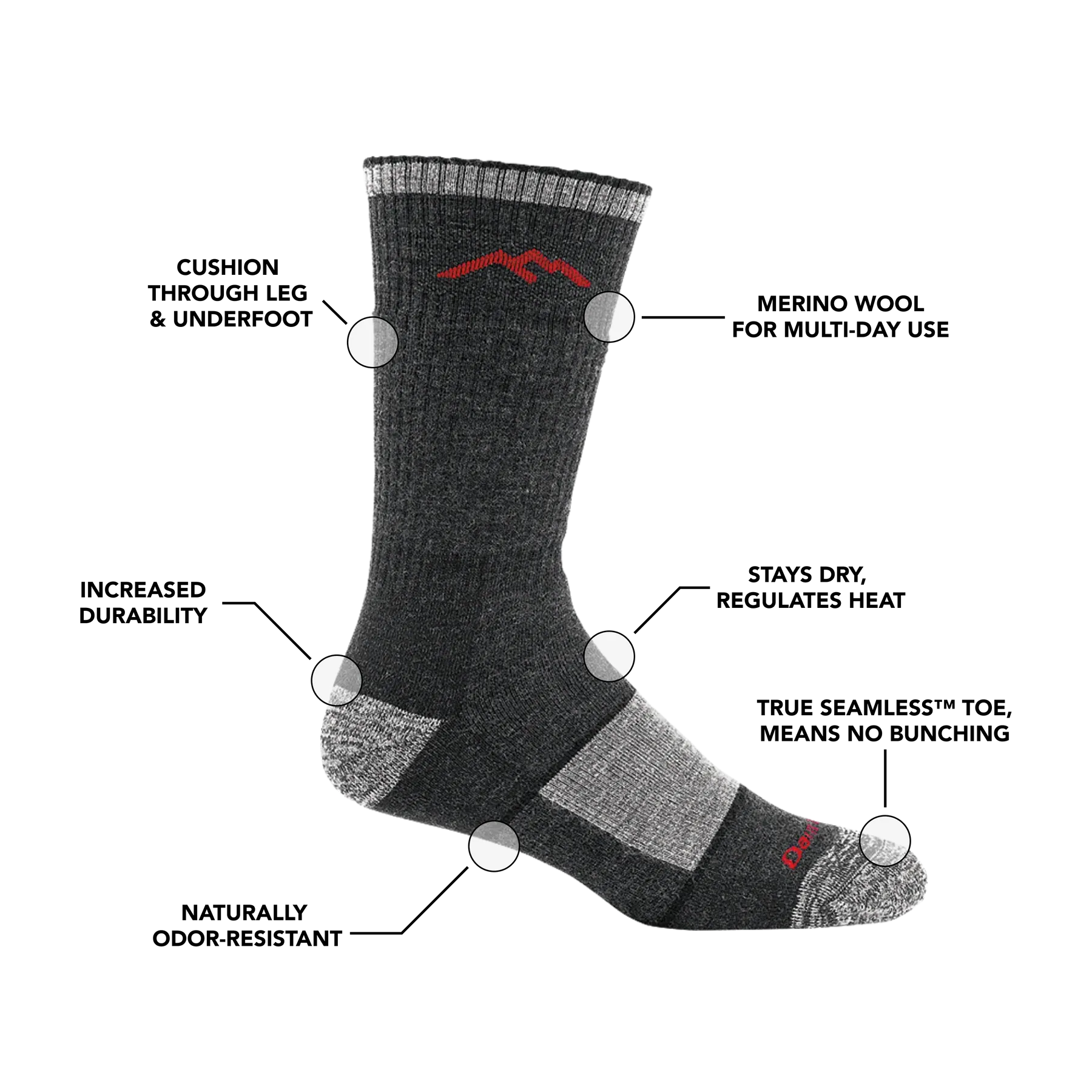 Men's Hiker Boot Midweight Hiking Sock - Charcoal