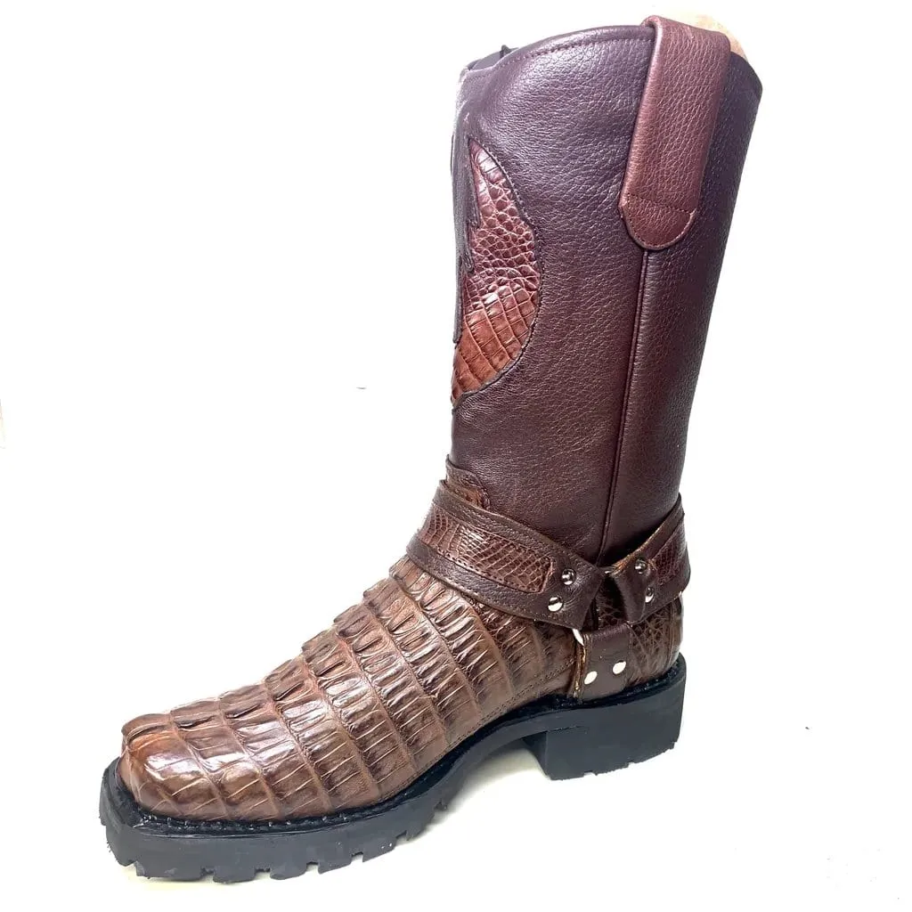 Men's Los Altos Caiman Tail Skin Biker Boots 55T01