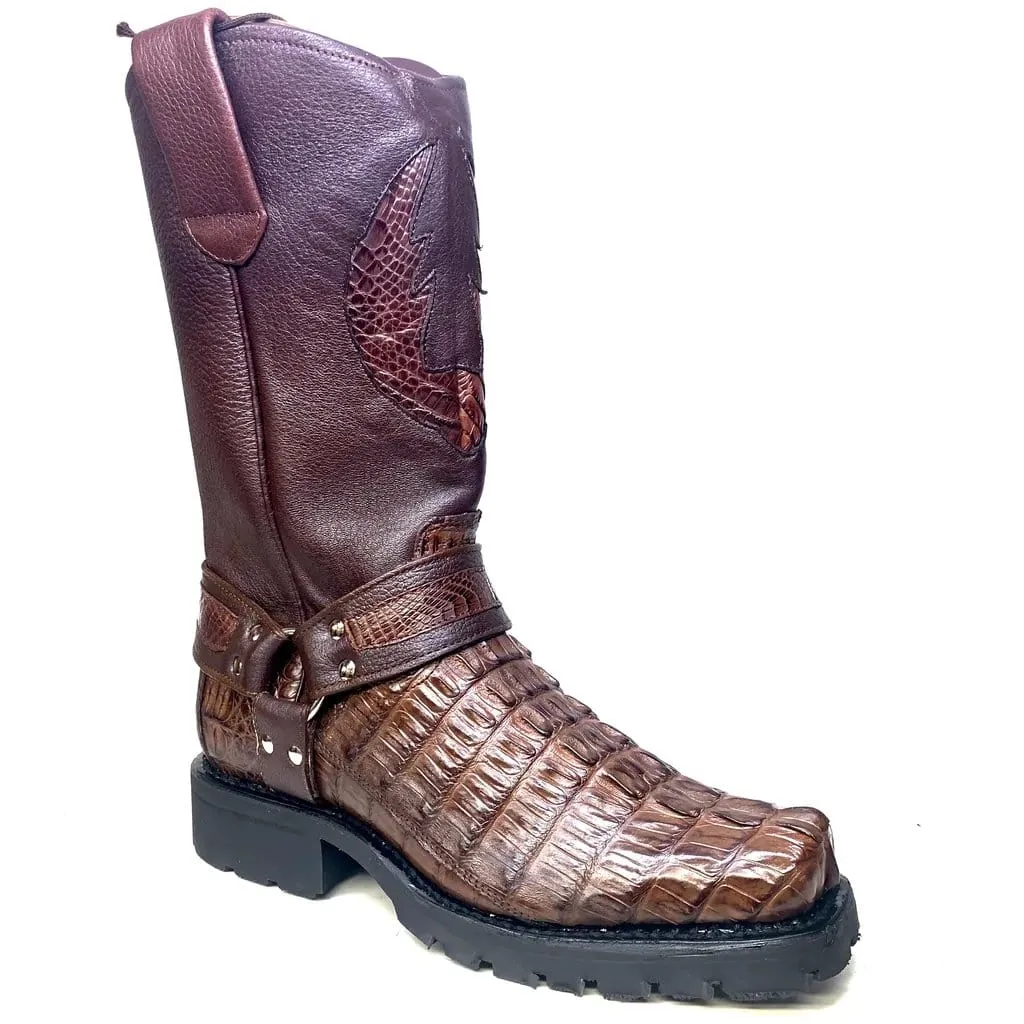 Men's Los Altos Caiman Tail Skin Biker Boots 55T01