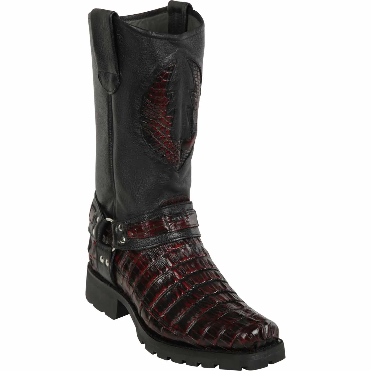 Men's Los Altos Caiman Tail Skin Biker Boots 55T01