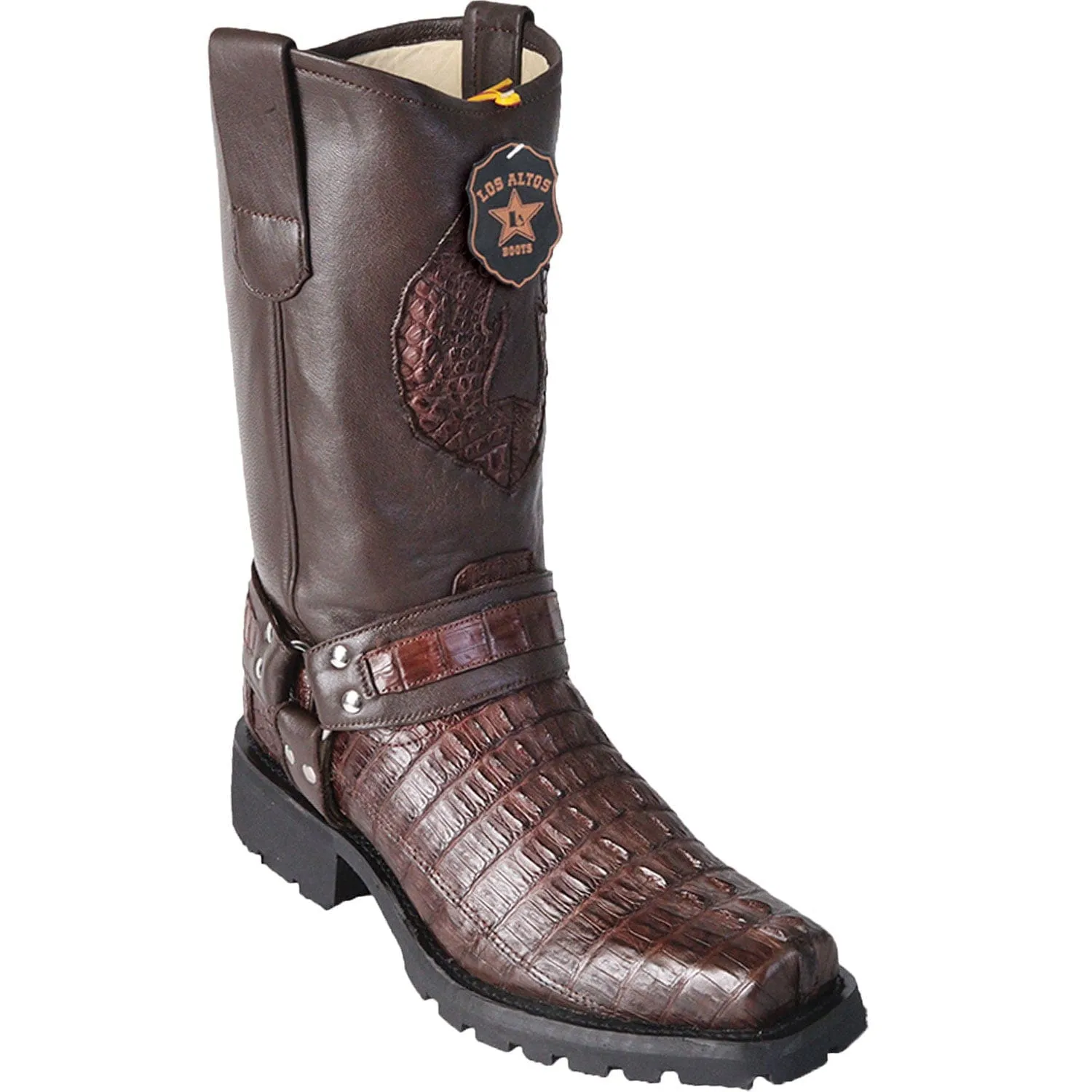 Men's Los Altos Caiman Tail Skin Biker Boots 55T01