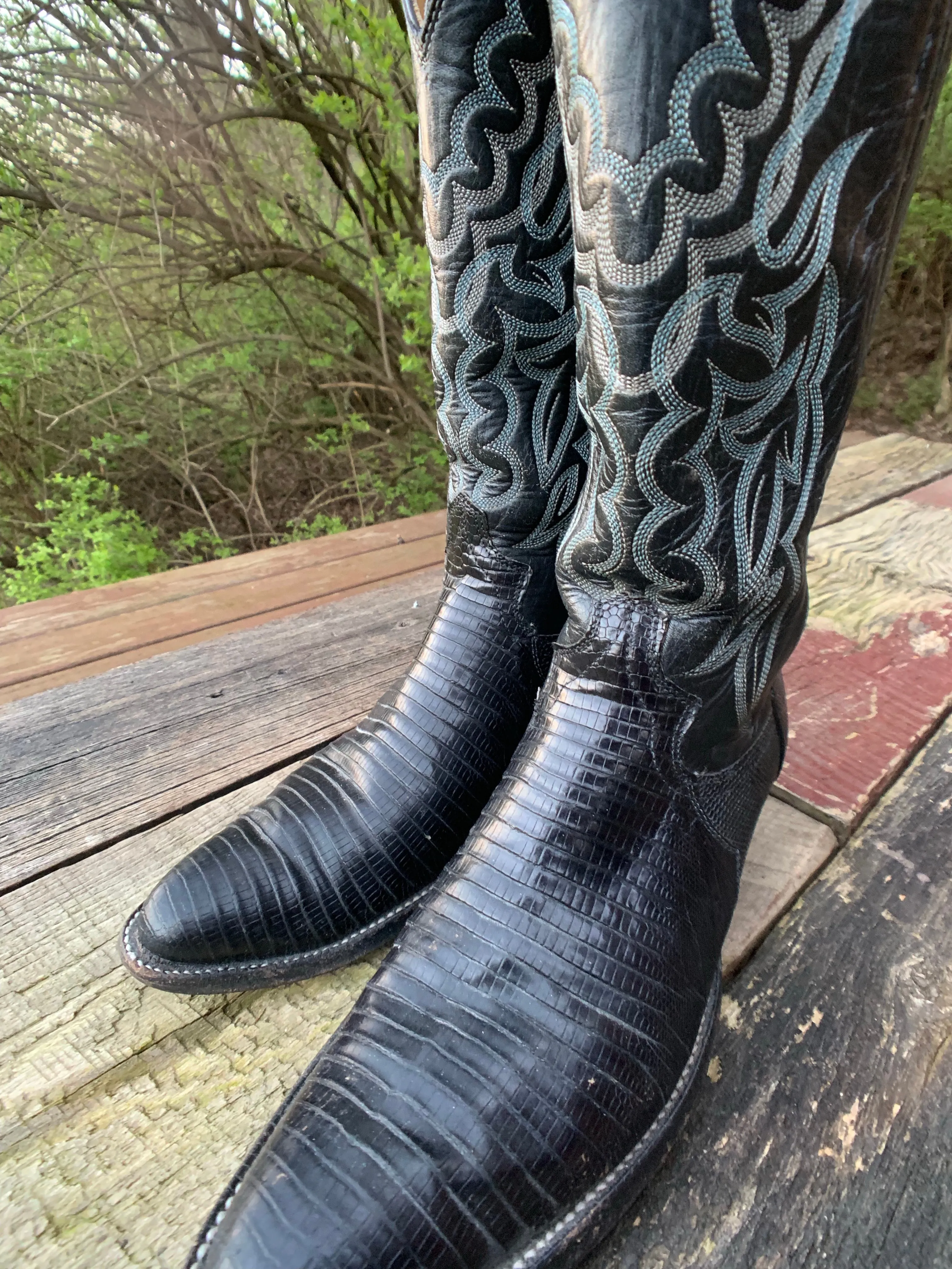 Men’s Vintage Black Justin Exotic Cowboy Boots