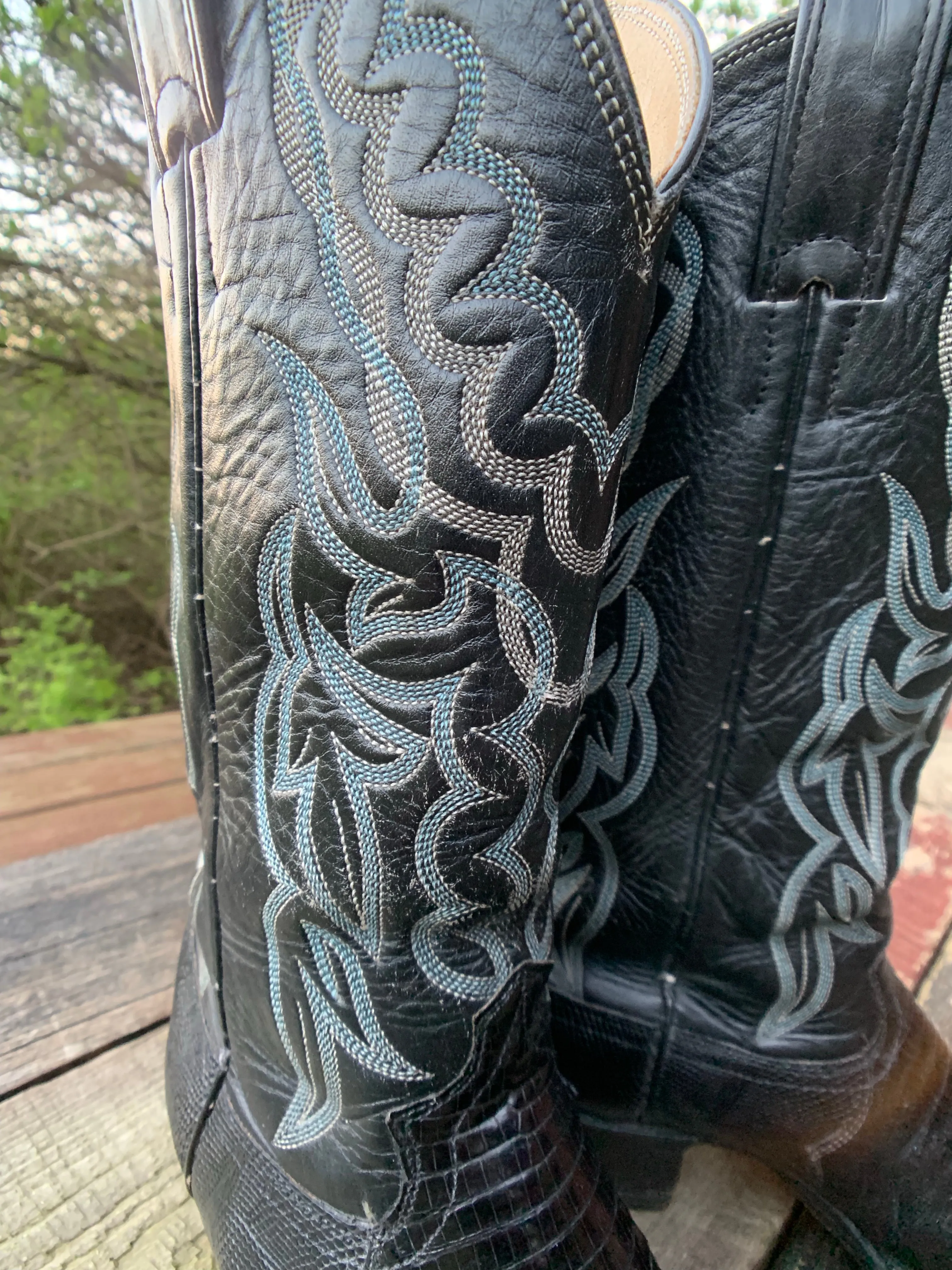 Men’s Vintage Black Justin Exotic Cowboy Boots