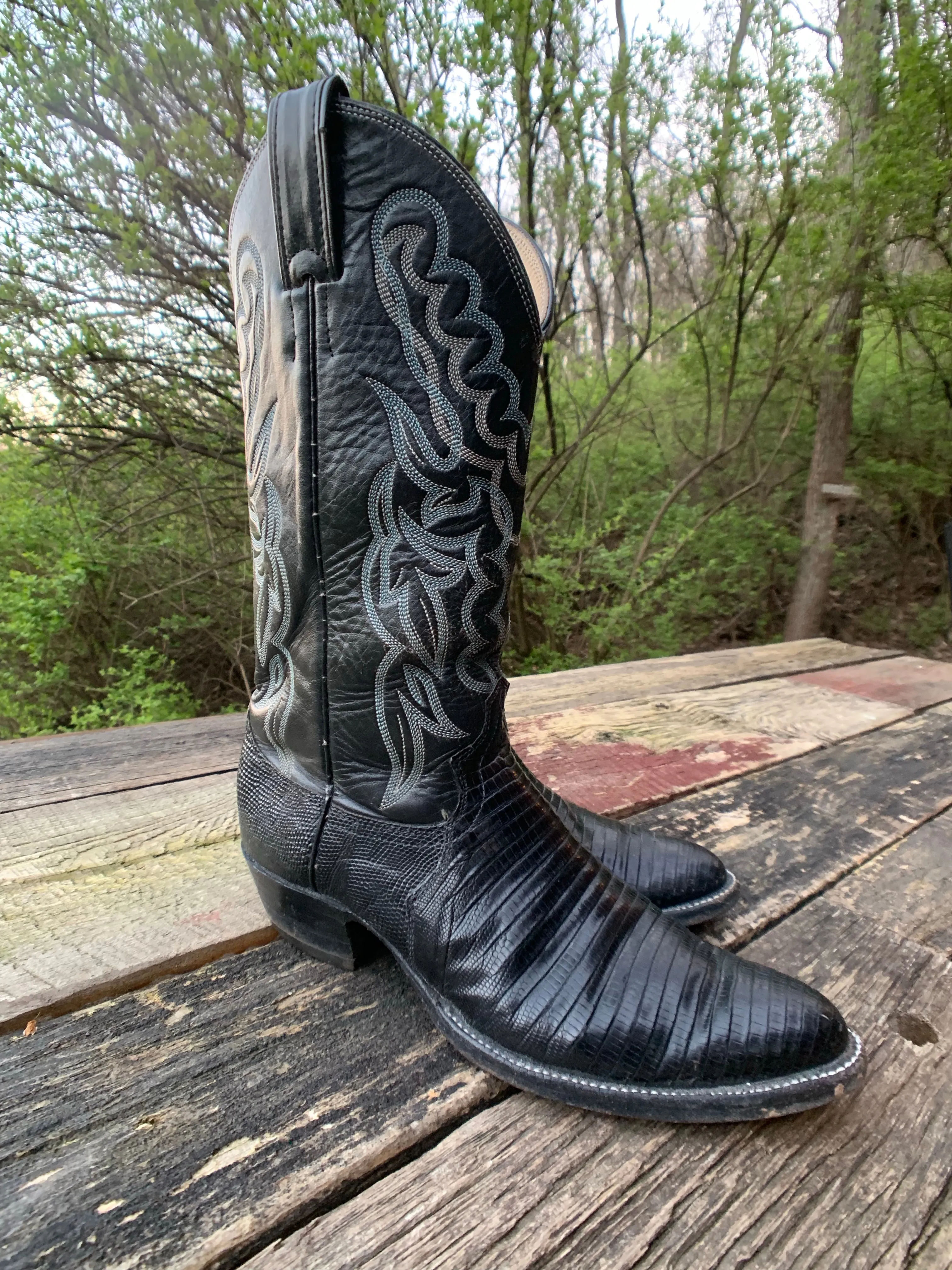 Men’s Vintage Black Justin Exotic Cowboy Boots