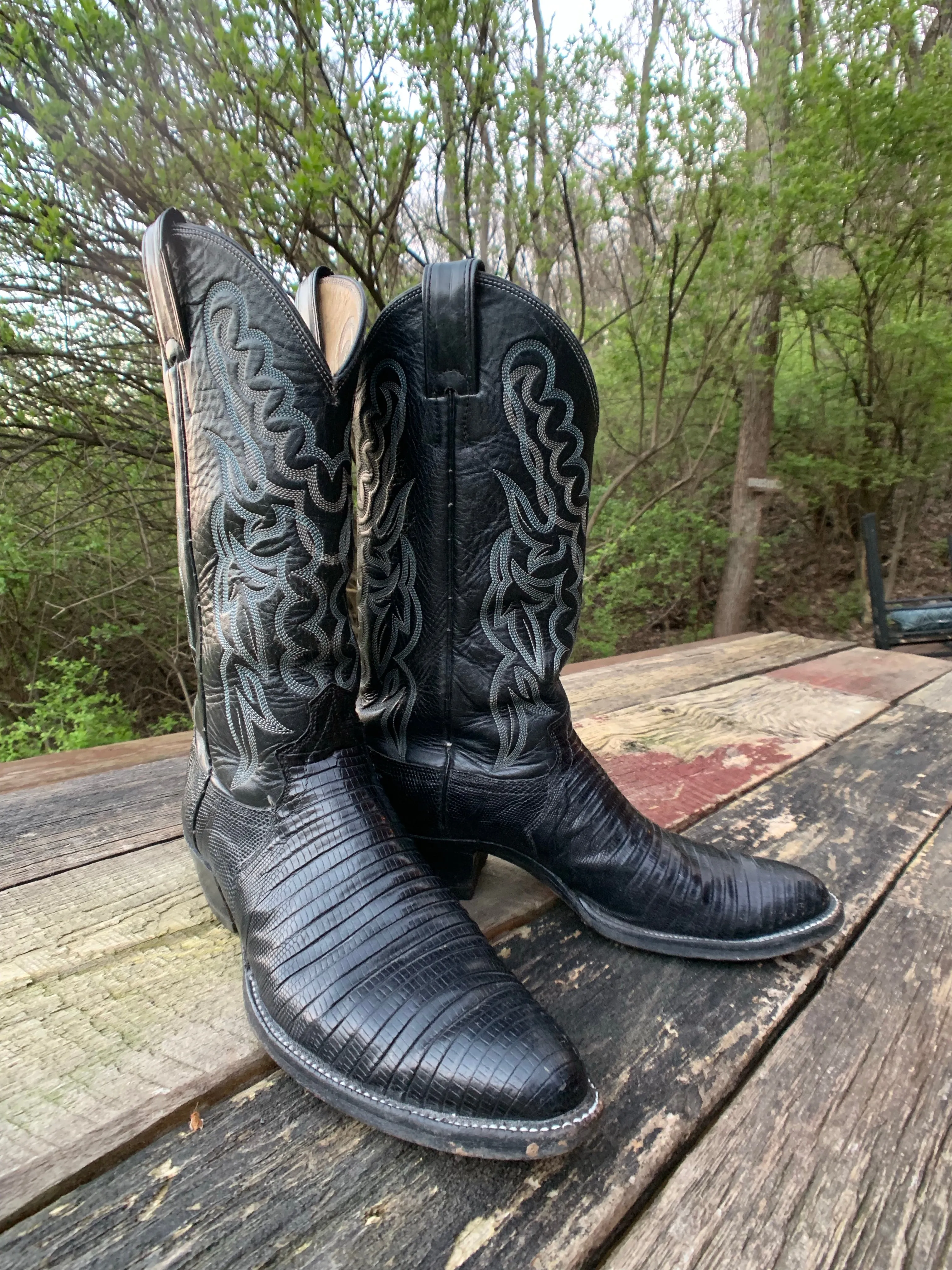 Men’s Vintage Black Justin Exotic Cowboy Boots