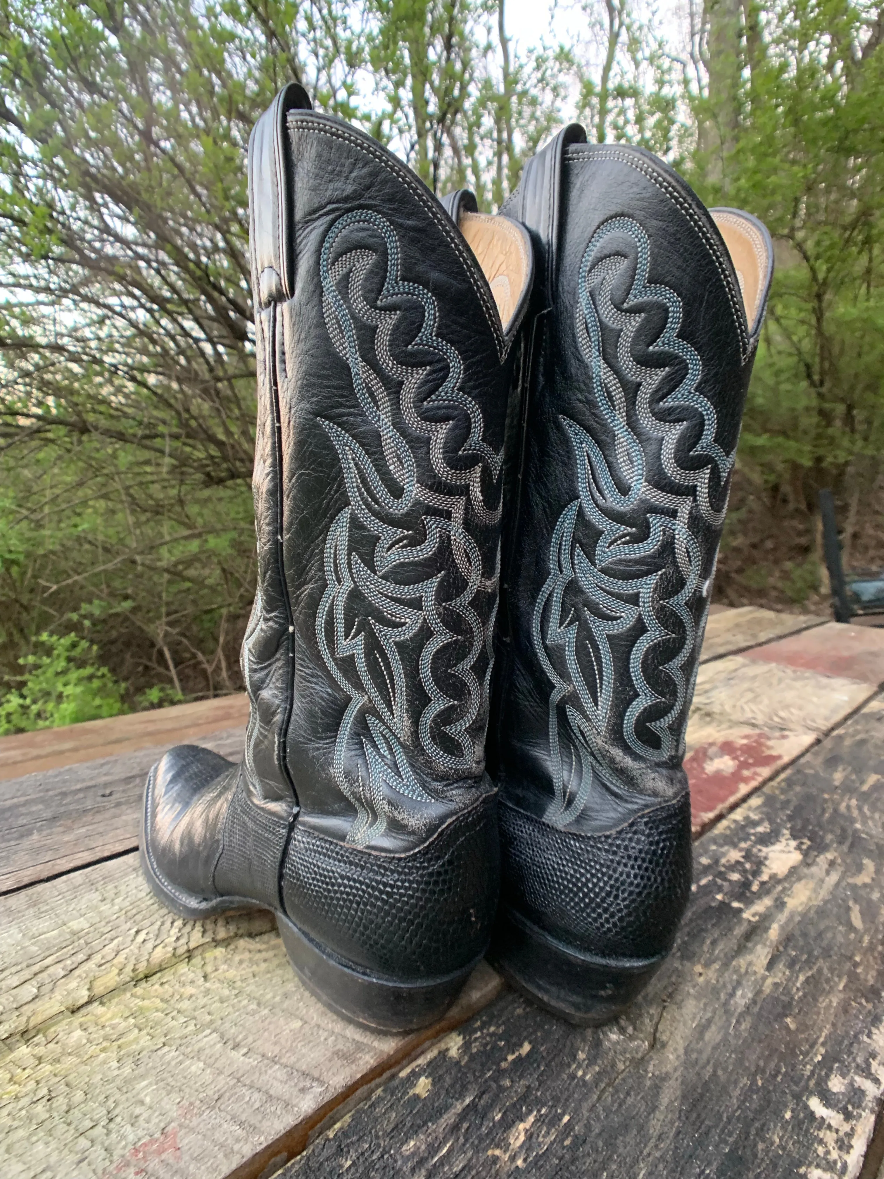 Men’s Vintage Black Justin Exotic Cowboy Boots