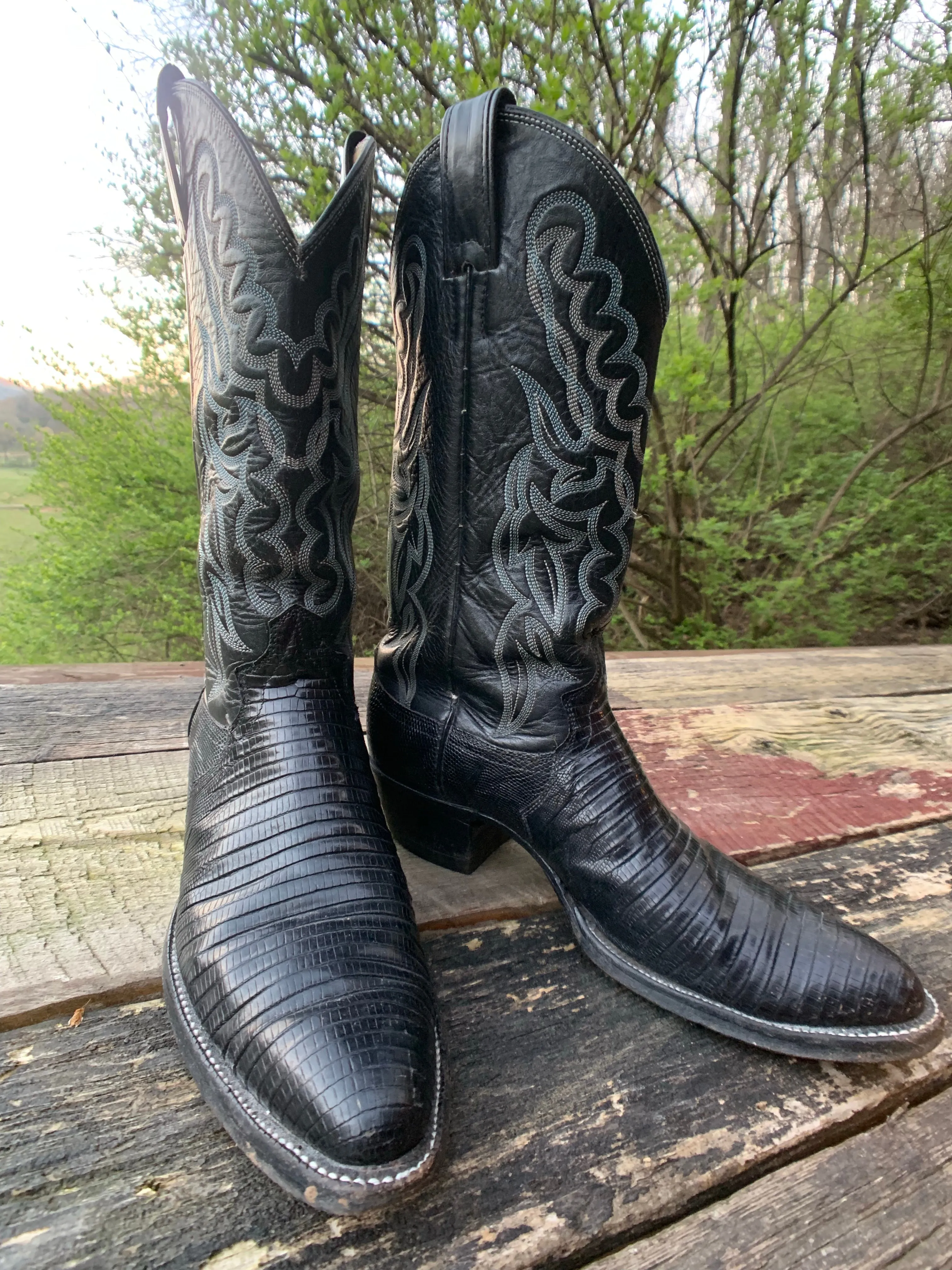 Men’s Vintage Black Justin Exotic Cowboy Boots