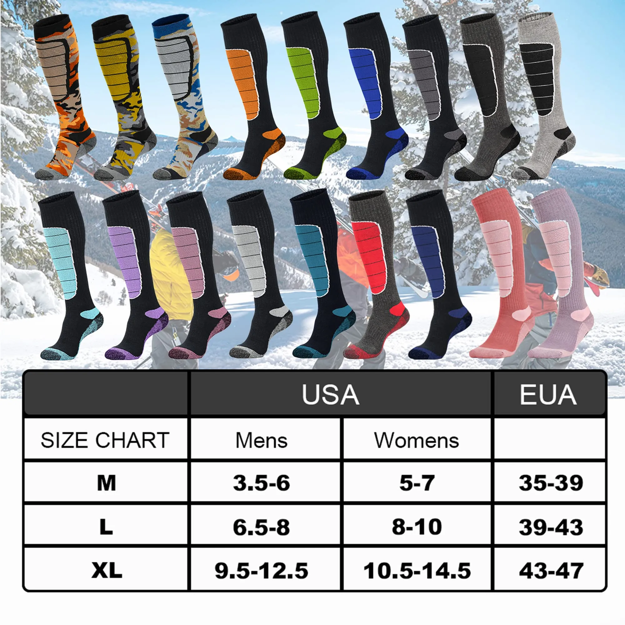 Merino Wool Ski Socks, Cold Weather Socks for Snowboarding, Snow, Winter, Thermal Knee-high Warm Socks, Hunting, Outdoor Sports (3 Pairs (Black Grey Grey), Large)