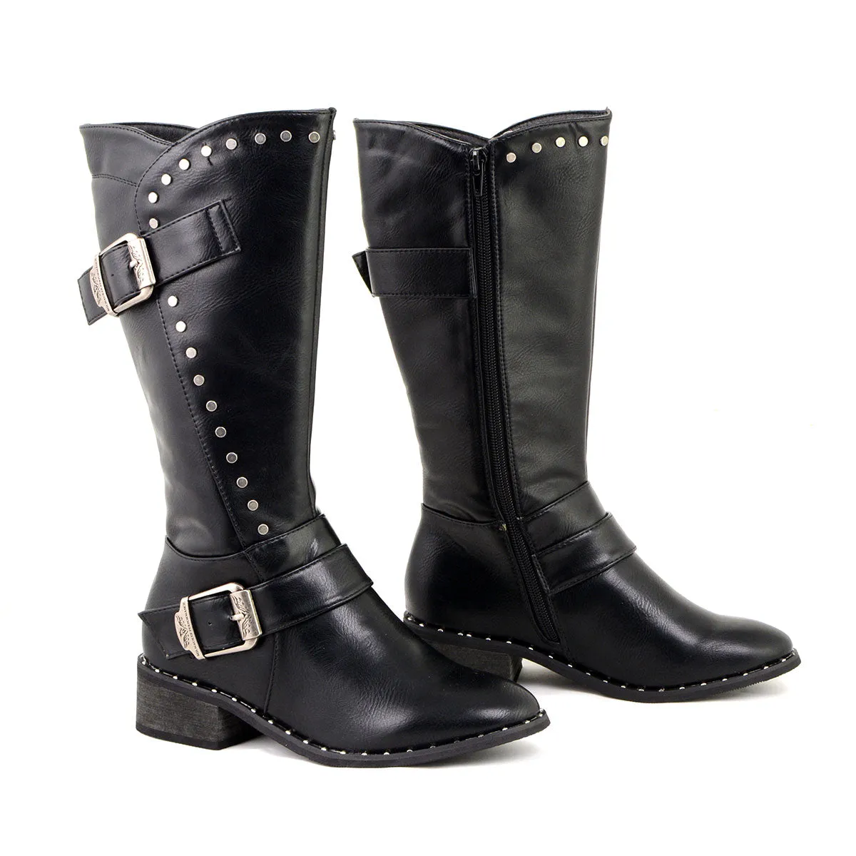 Milwaukee Leather MBL9423 Women's Black Studded Fashion Casual Boots