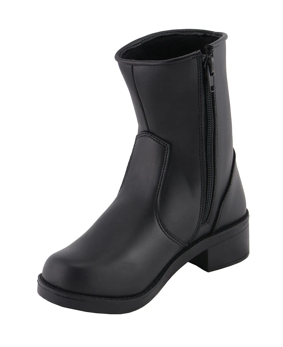 Milwaukee Leather MBL9480 Women's Black 'Super Clean' Motorcycle Riding Boots with Side Zipper Entry