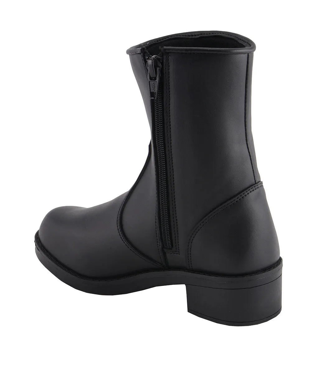 Milwaukee Leather MBL9480 Women's Black 'Super Clean' Motorcycle Riding Boots with Side Zipper Entry