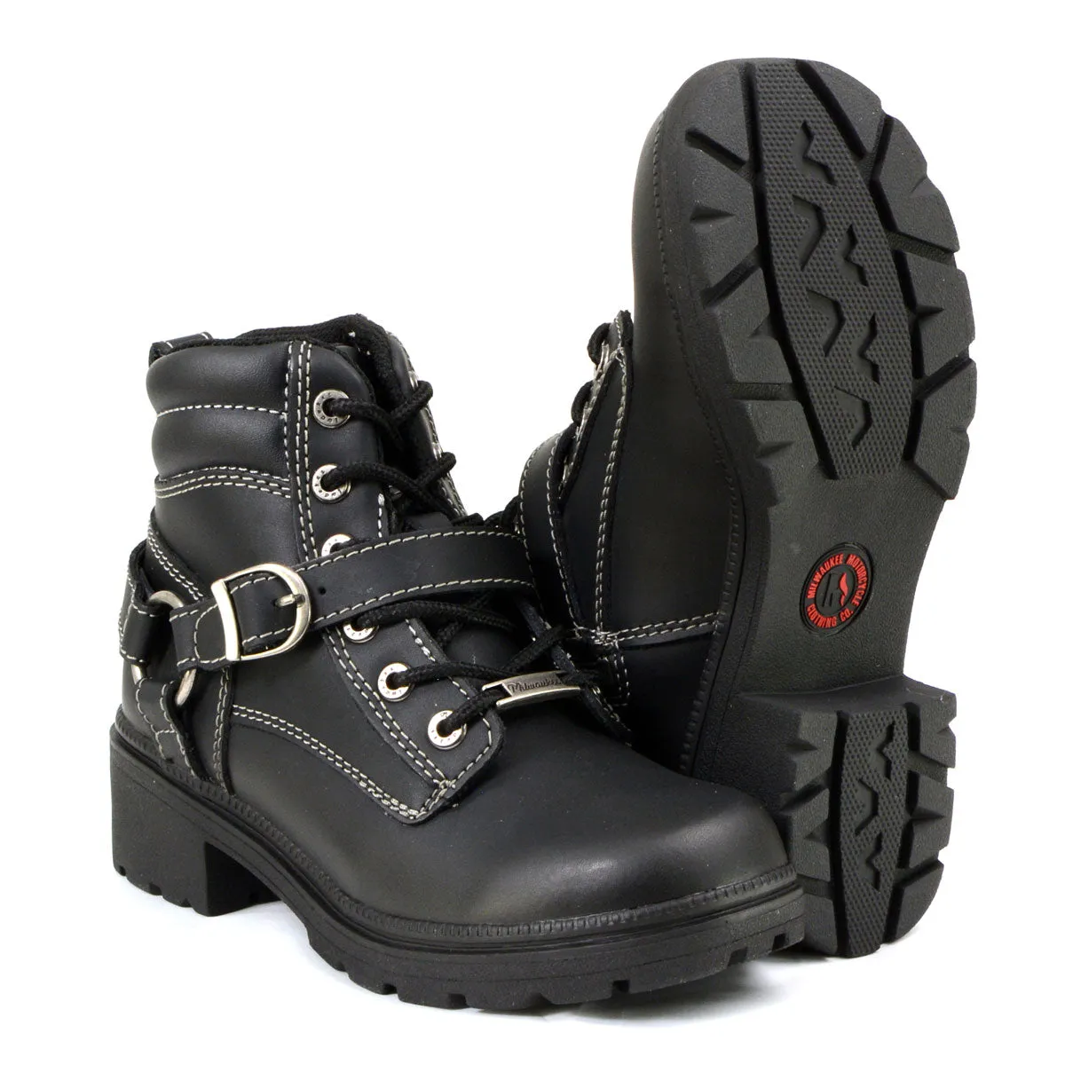 Milwaukee Motorcycle Clothing Company MB228 Paragon Leather Women's Black Motorcycle Boots