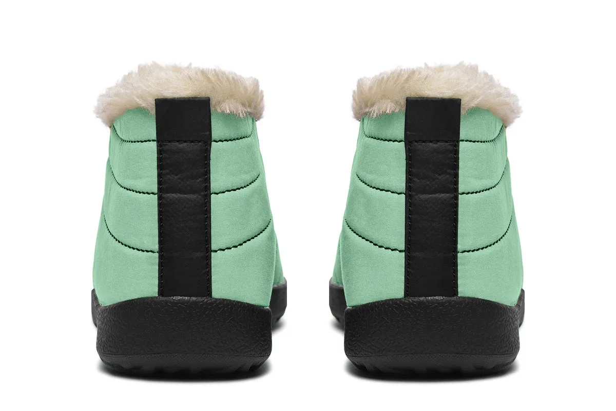 Mint Green Winter Sneakers - Warm & Easy Slip-On Shoes Lined with Vegan Wool with Anti-Slip Soles