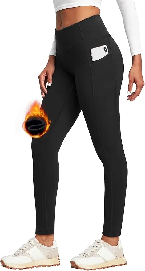 New Heathyoga Fleece Lined Leggings with Pockets for Women Thermal Leggings Warm Leggings Women Winter High Waisted Yoga Pants, Black Sz 3X