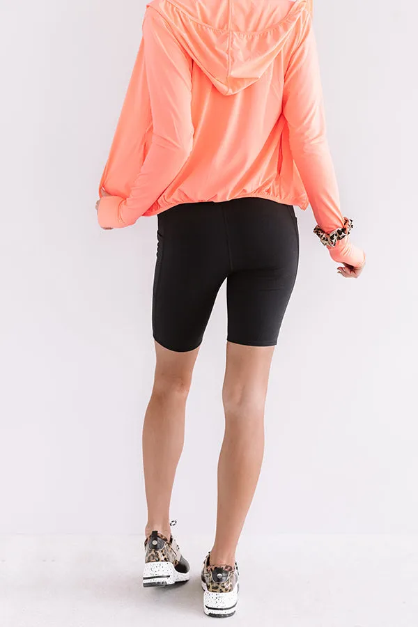 On The Right Track High Waist Active Shorts in Black