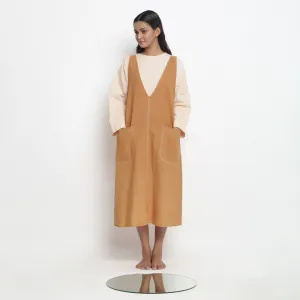 Orange Handspun Cotton Paneled Midi Shift Dress