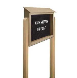 Outdoor Message Center Letter Board 60 x 40 with Posts | TOP Hinged Single Door Information Board | Eco-Design Faux Wood