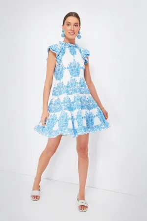 Painted Block Print Ruffle Neck Dress