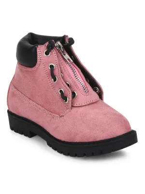 Pink Microfibre Ankle Boots