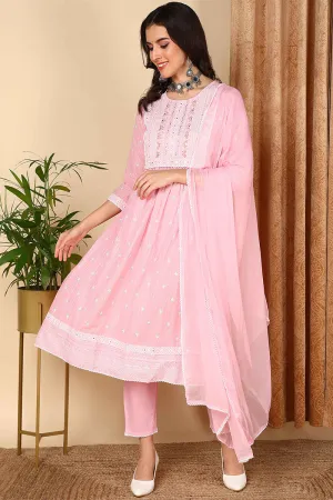 Pink Pure Cotton Ethnic Motifs Printed Yoke Design Suit Set