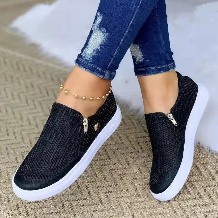 Platform Sneakers for Women - White Vulcanized Slip-On Shoes, Luxury Tennis Feminino 2024