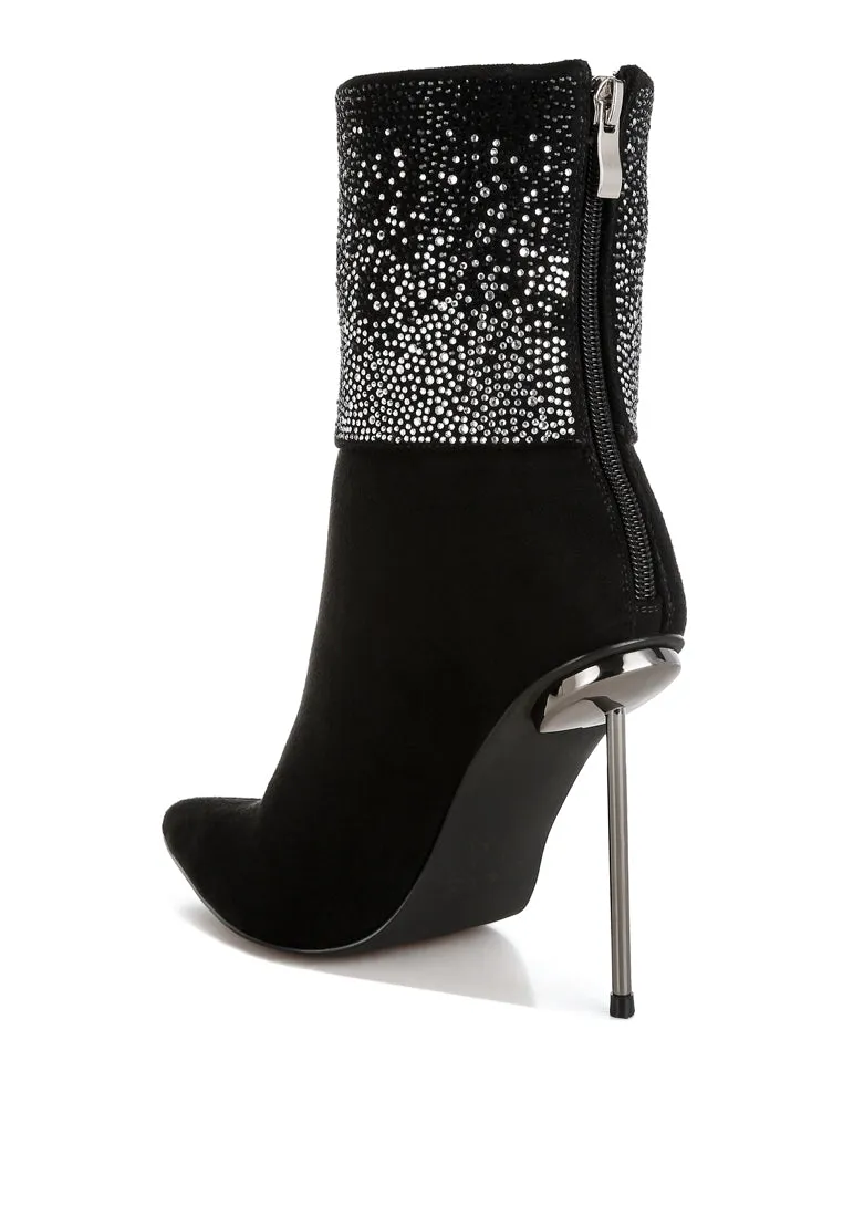 Podstar Rhinestones Embellished Foldover Boots