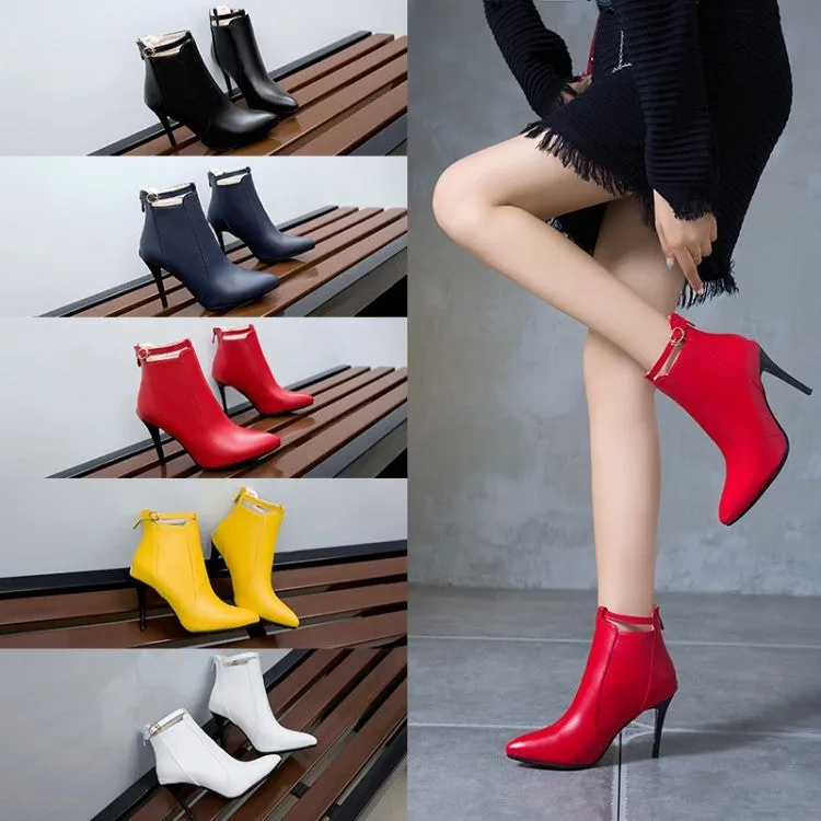 Pointed Toe Women's High Heel Short Boots