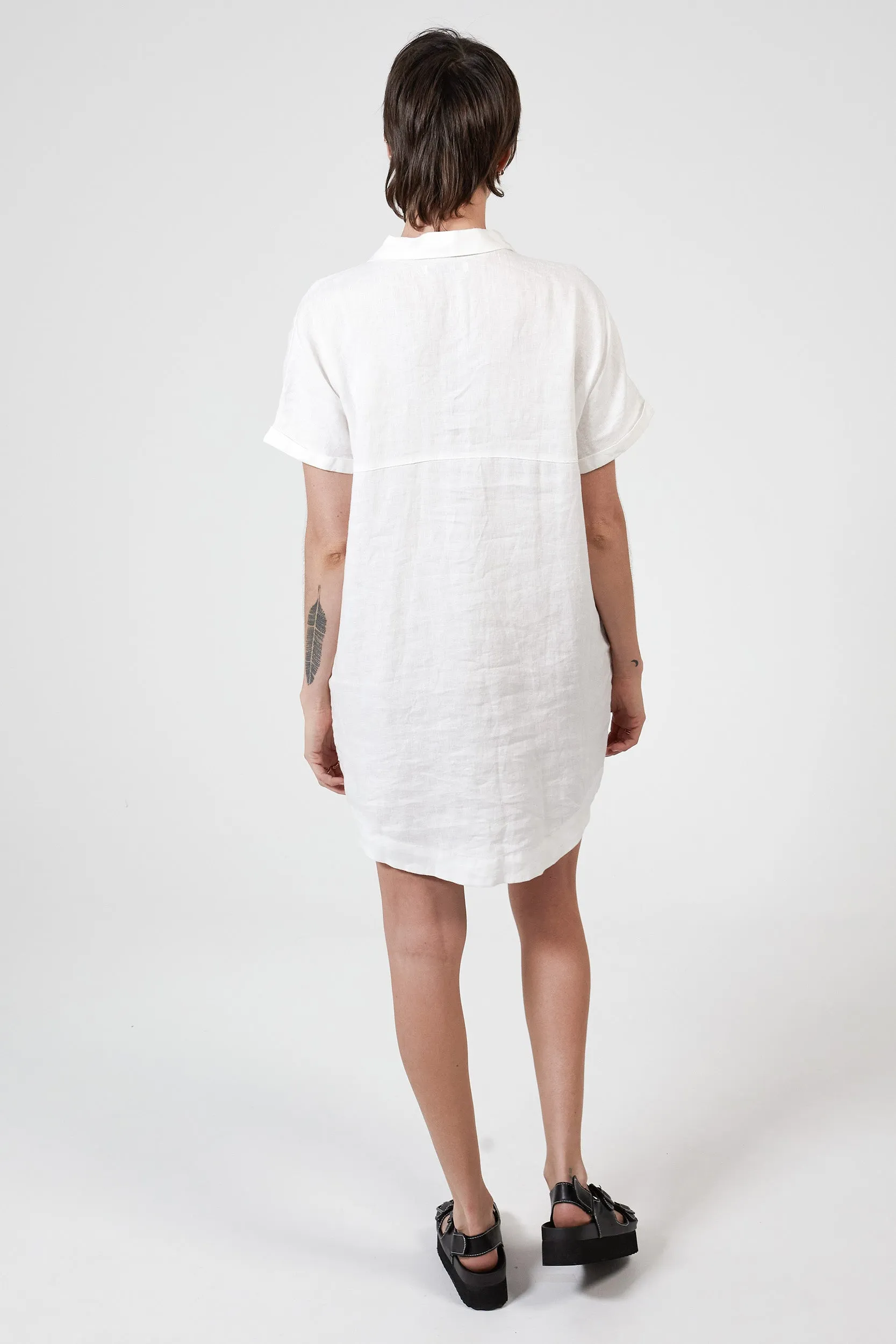 RAYLEIGH LINEN SHIRT DRESS - WHITE