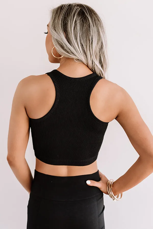 Ready Set Chic Ribbed Crop Top In Black