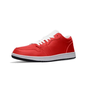 Red Unisex Low Top Leather Sneakers