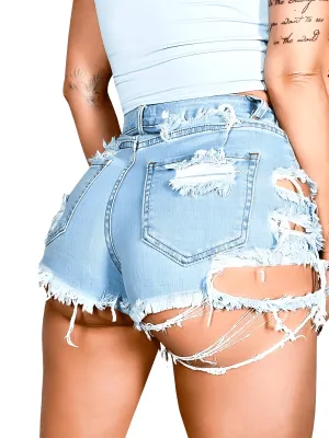 Ripped Jean Shorts Women's