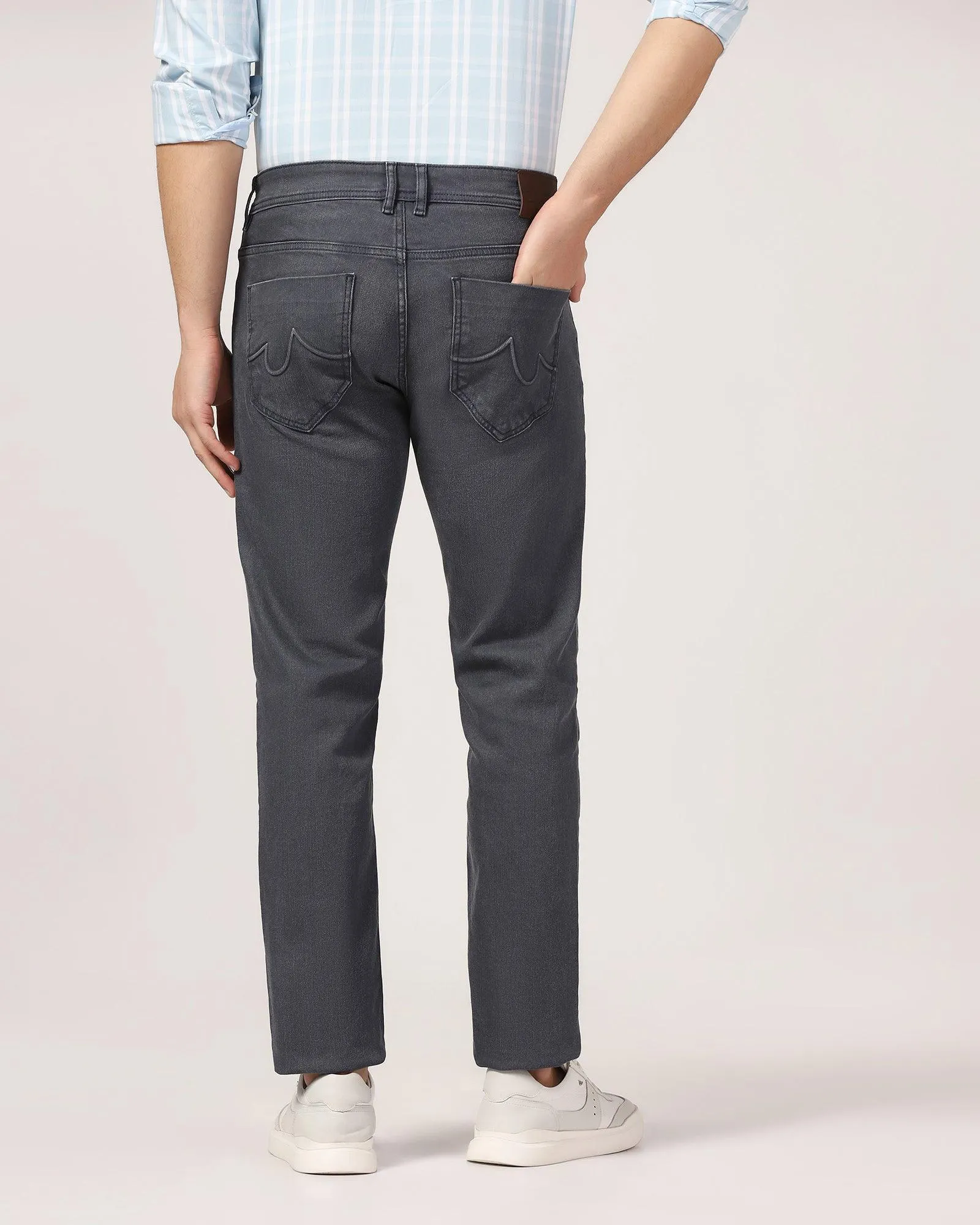 Slim Comfort Buff Fit Grey Textured Jeans - Felix