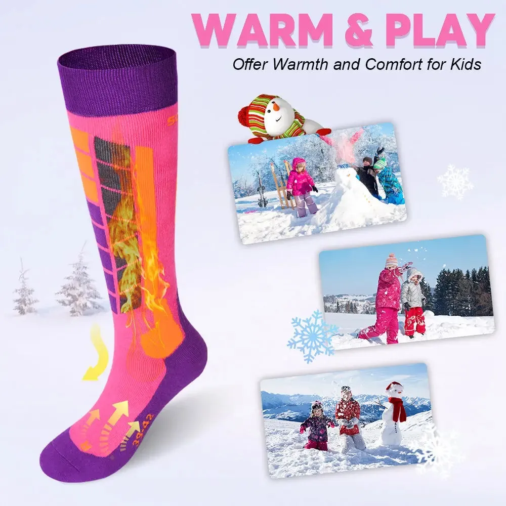 Soared Winter Ski Socks Snowboard Snow Warm Knee Over the Calf OTC High Performance 2 Pairs for Kids Womens Mens